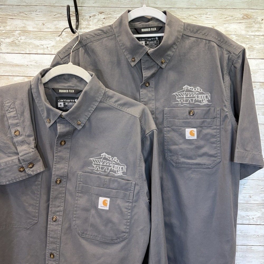 Lot of 2 Carhartt Mens M Shirt Gray Rugged Flex Relaxed Fit Hidden Lake Workwear